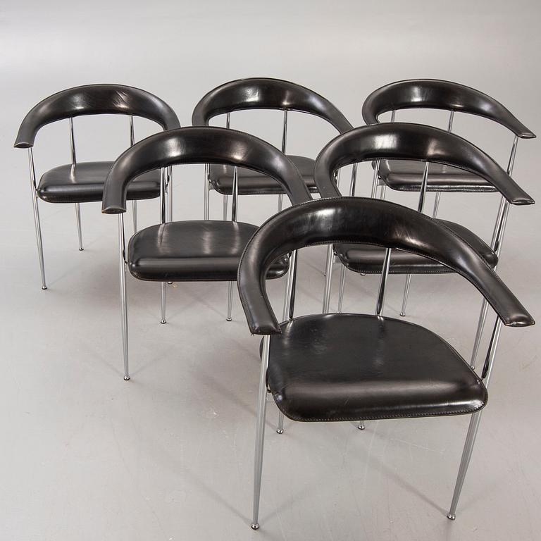 Giancarlo Vegni & Gianfranco Gualtierotti, a set of six armchairs for Fasem in the latter part of the 20th century.