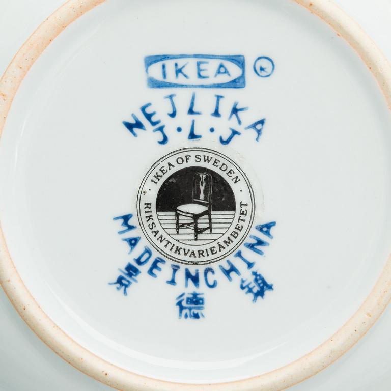 A 12-piece porcelain tableware, 'Nejlika', IKEA, from IKEA's 18th Century series from 1990's.