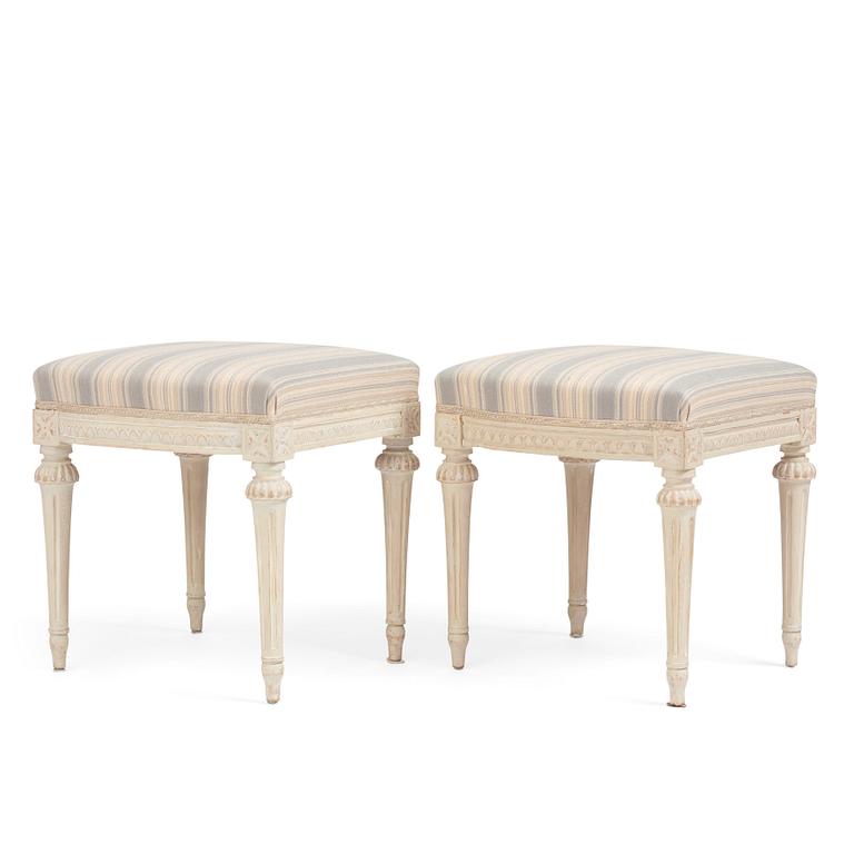 A pair of Gustavian stools by E. Öhrmark (master in Stockholm 1777-1813).