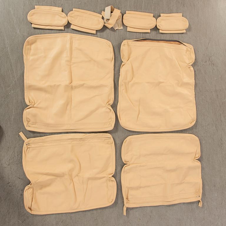 Upholstery leather, Bruno Mathsson, 2 pcs "Ingrid", Dux, To high Ingrid.