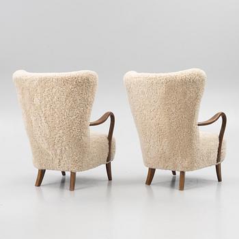 Alfred Christensen, tillskrivna, fåtöljer, ett par, Slagelse Møbelfabrik, Danmark 1950-tal.