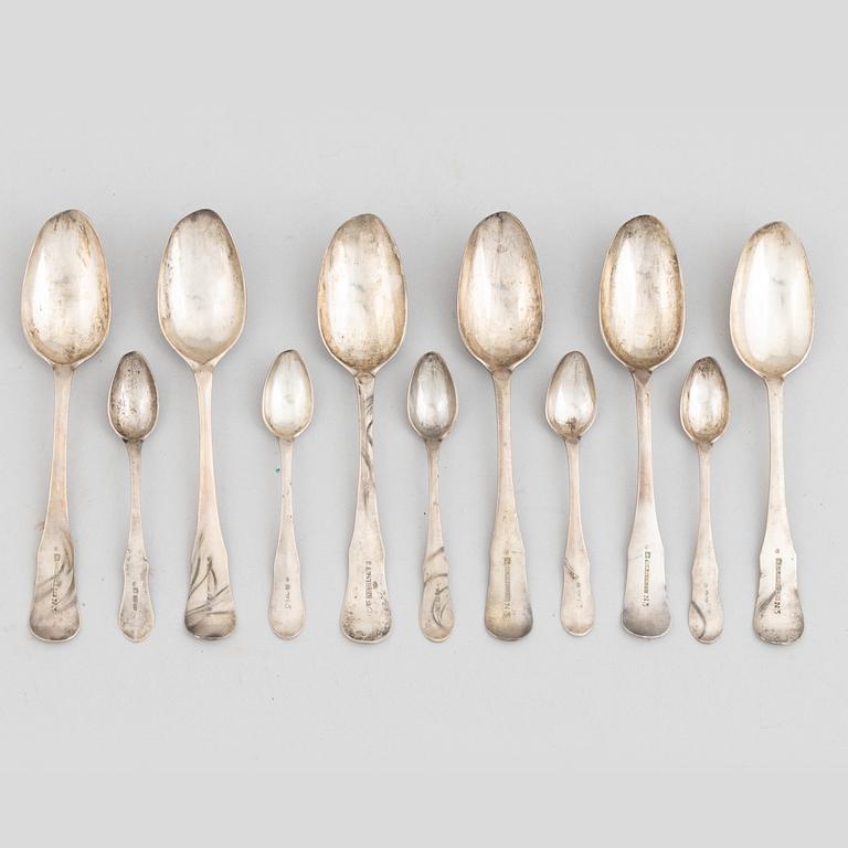 A set of eleven Swedish silver spoons, including Jacob Gyberg (master in Lund 1791-1814).