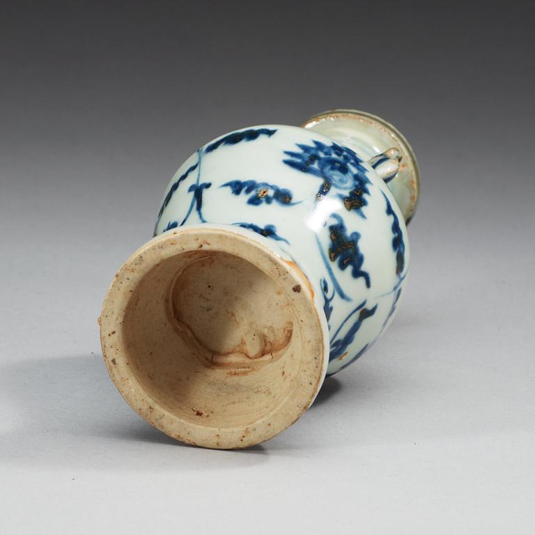 A blue and white vase, Ming dynasty.