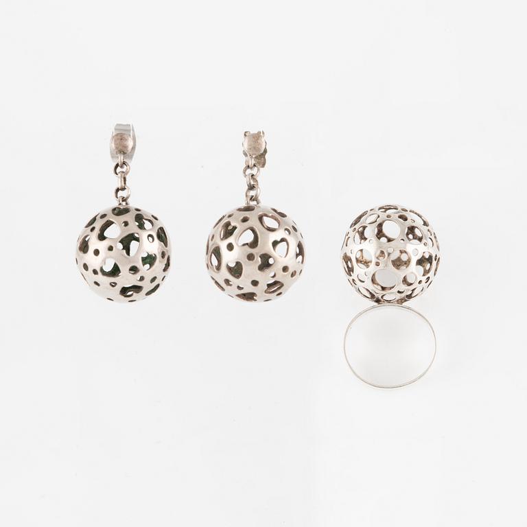Liisa Vitali and probably Victor Jansson, earrings and ring, silver.