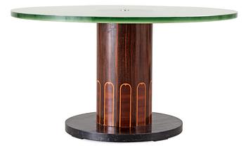 575. An Alvar Andersson glass top sofa table, Stockholms Stads Hantverksförening, 1930's.