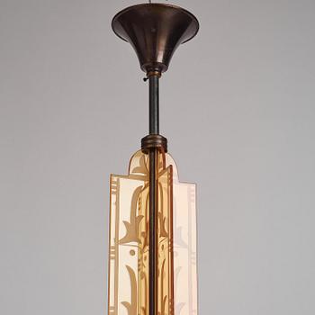 Edward Hald, a ceiling lamp model "HD 615", Orrefors, 1930s.