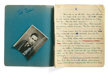 1318. INGMAR BERGMAN (1918-2007), writingbook with drama, first version of "Hets", 1930s.