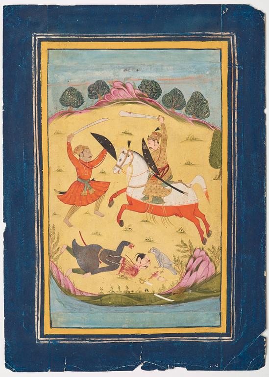 An album page, gouache with gold on paper. India, late 19th Century.