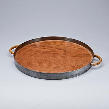 BRICKA, nysilver och teak. Stämplad GAB. 1900-tal.