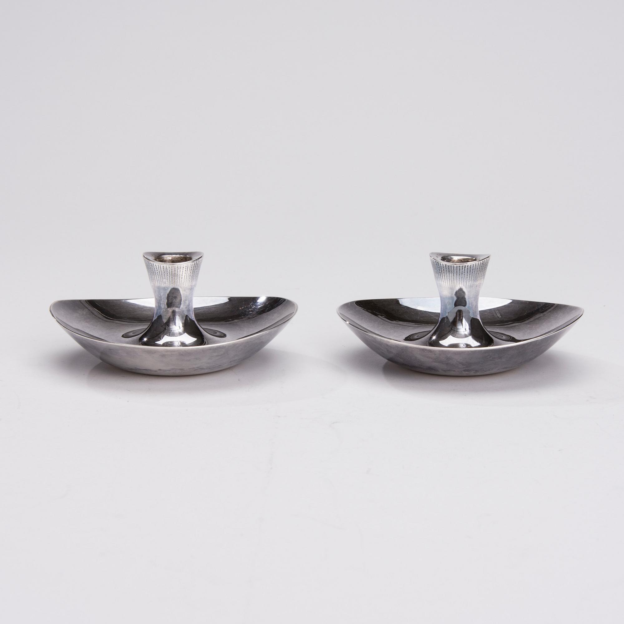 LJUSSTAKE, ett par, silver, Tapio Wirkkala, Helsingfors 1955. Tot. vikt 358,6 g.