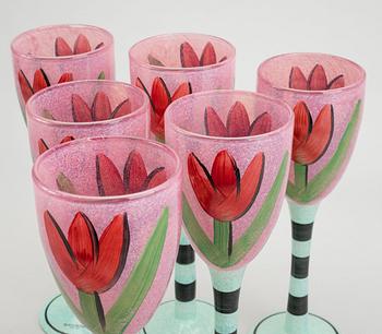 ULRICA HYDMAN-VALLIEN, a set of 12 wine glasses signed Kosta Boda late 20th century.