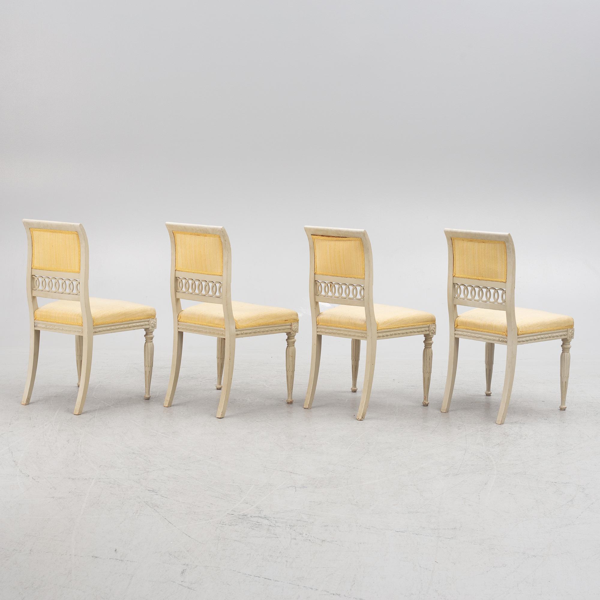 Four chairs, late Gustavian style,from  around th year 1900.