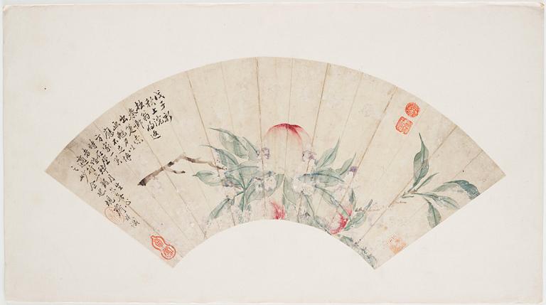 Two Fan paintings by unknown artis, late Qing dynasty.