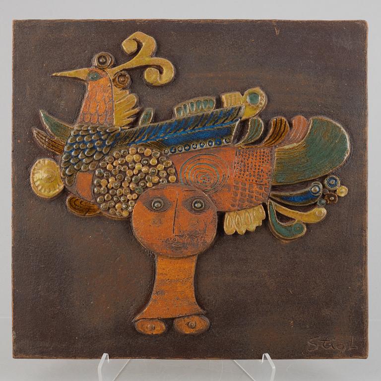 Stig Lindberg, a stoneware wall relief, Gustavsberg, Sweden 1960-70s.