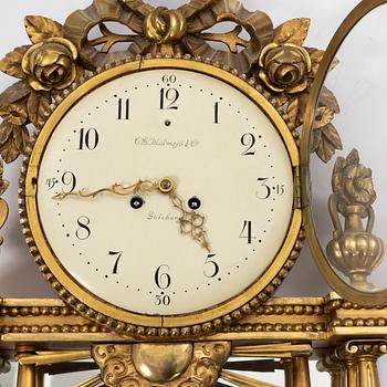 Wall clock, Gustavian style, C.L. Malmsjö & Co, Gothenburg.