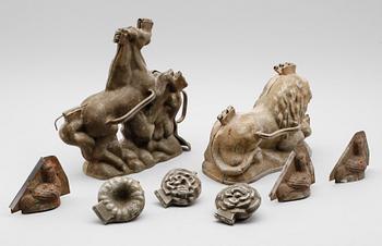 GLASSFORMAR, 7 st, metall, 1800-/1900-tal.