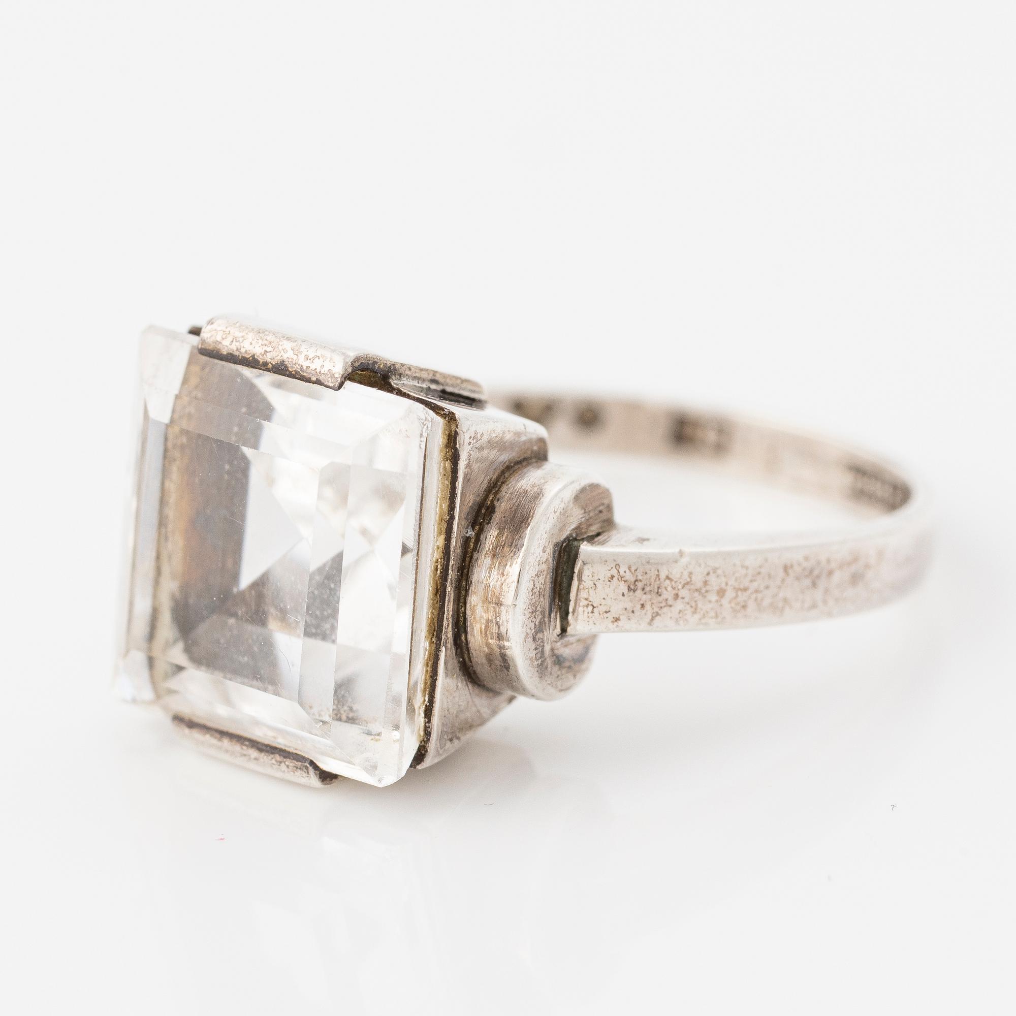 Stigbert, ring, silver with rock crystal.