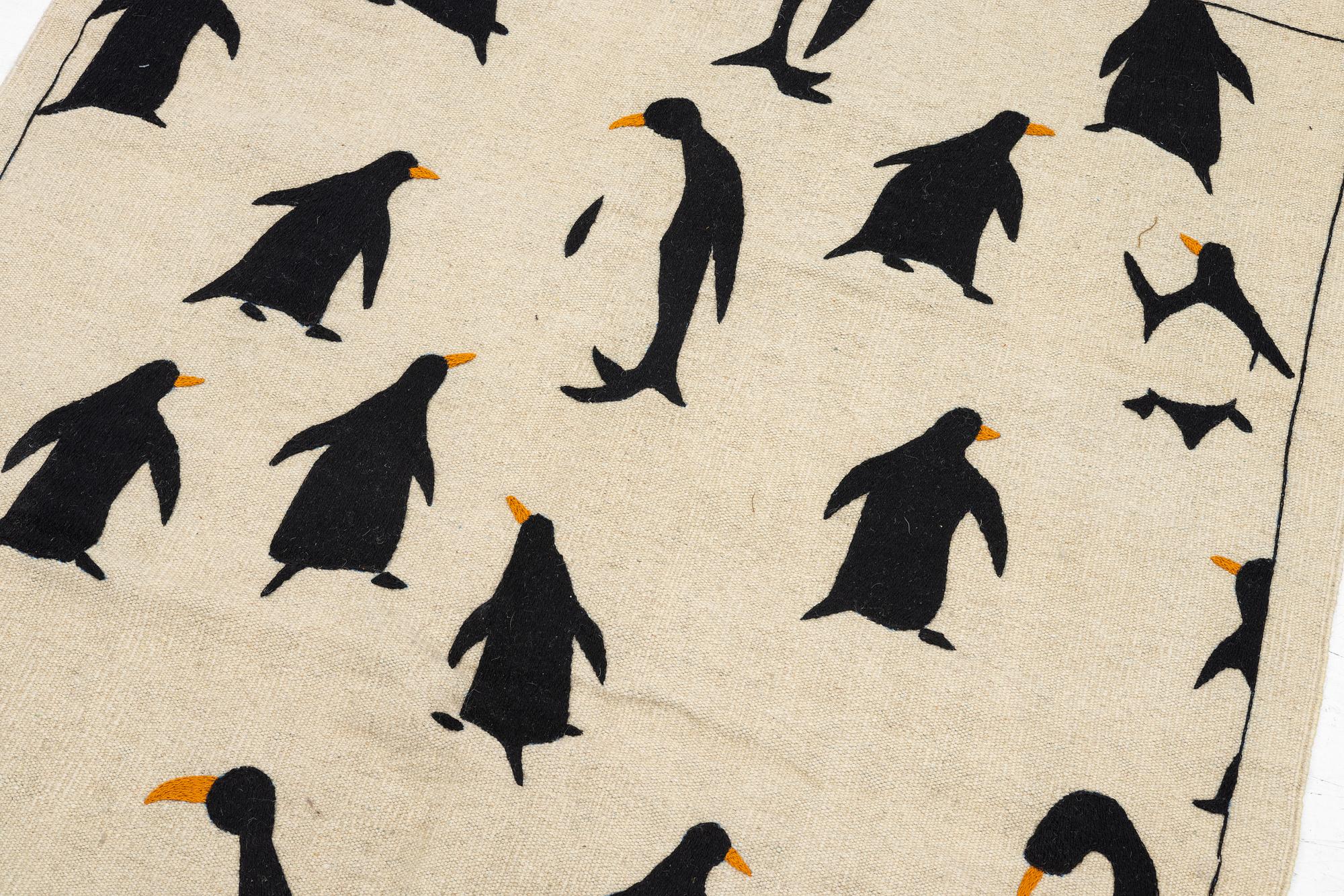 Rug, hand-embroidered Kelim, approx. 173 x 124 cm.