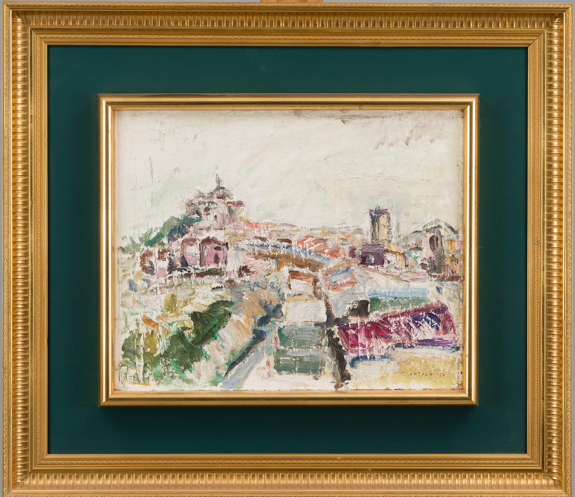 TAISTO AHTOLA, olja på pannå, signerad och daterad -74.