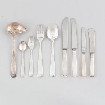 Jacob Ängman, a 90-piece silver flatware set, "Rosenholm", GAB, Eskilstuna & Stockholm, Sweden, 1947-1980.