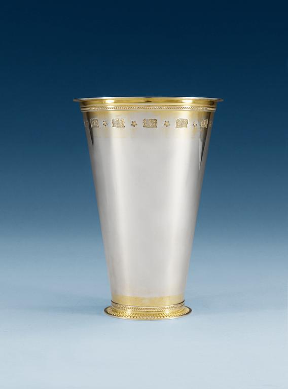 A Wiwen Nilsson sterling, partially gilt vase, Lund 1949.