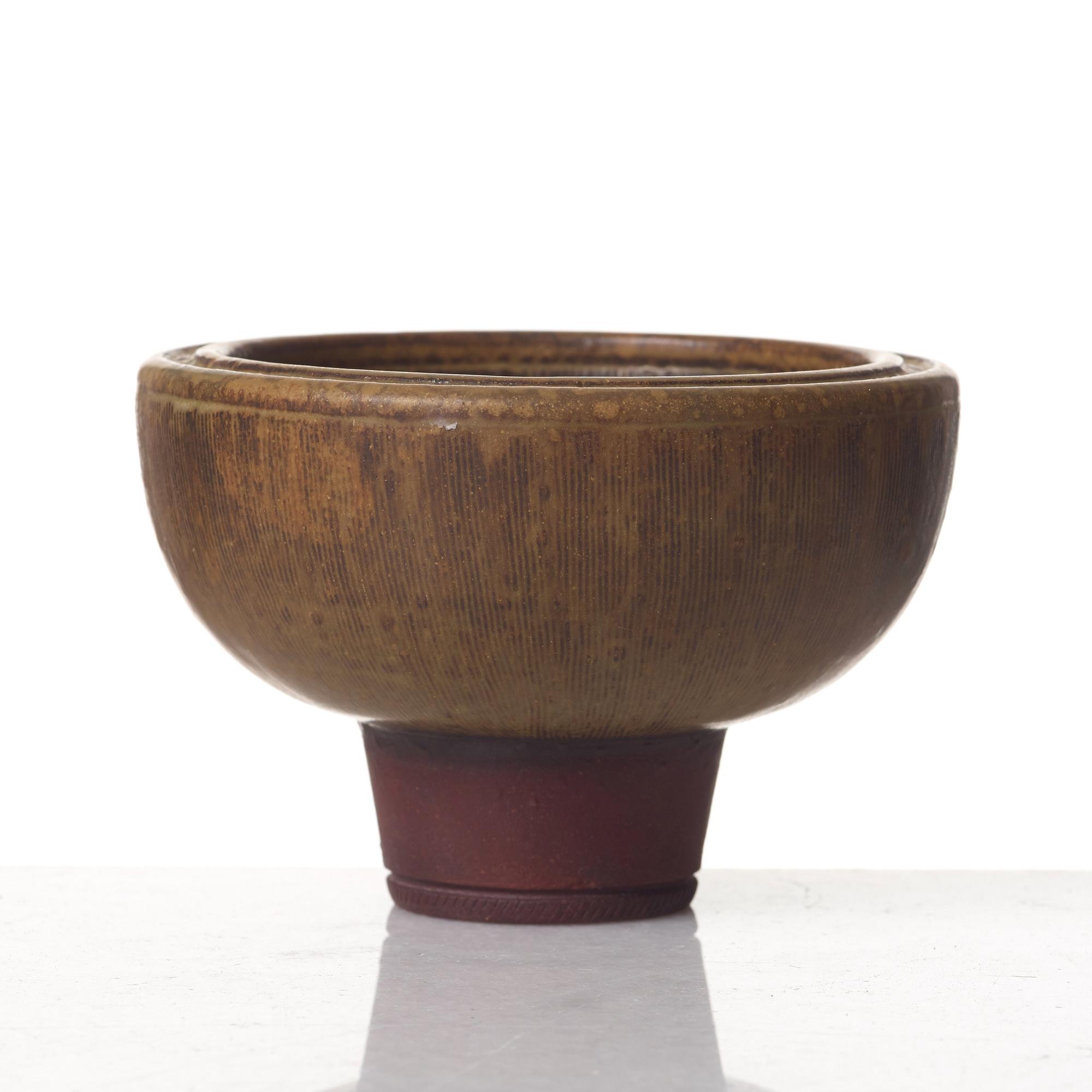 Wilhelm Kåge, vas och skål, "Farsta", Gustavsbergs studio 1953-60.