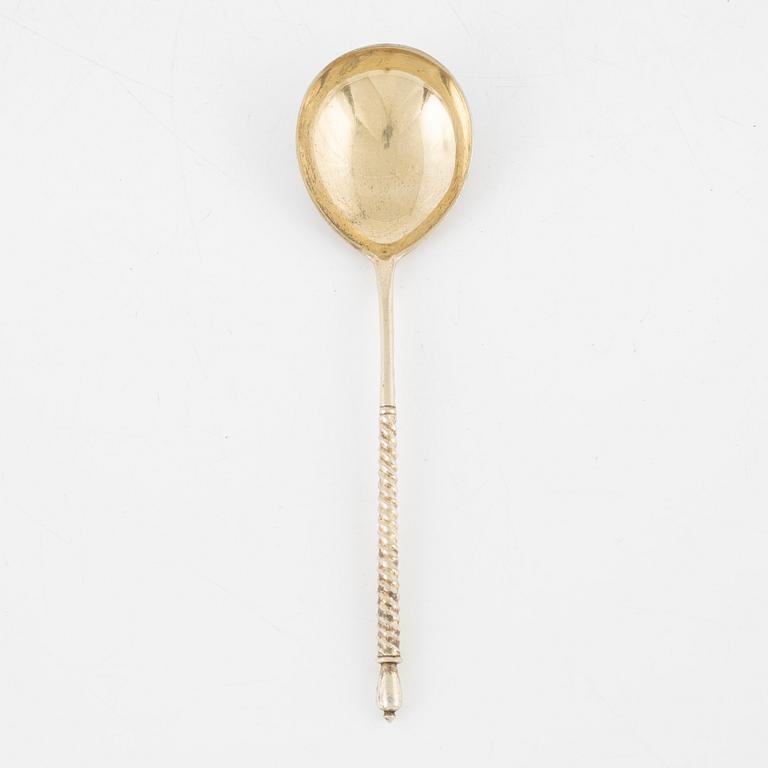 A Russian silver spoon, marks of Andrei Pastnikov (1868-1898), Moscow.