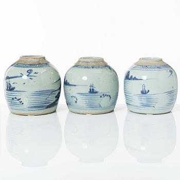 Three ginger jars, China, 19th Century.