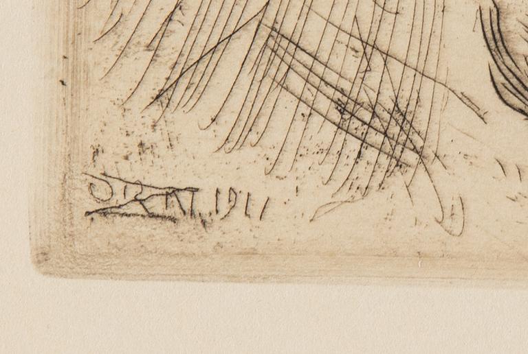 Anders Zorn, etching, 1911, signed in pencil.