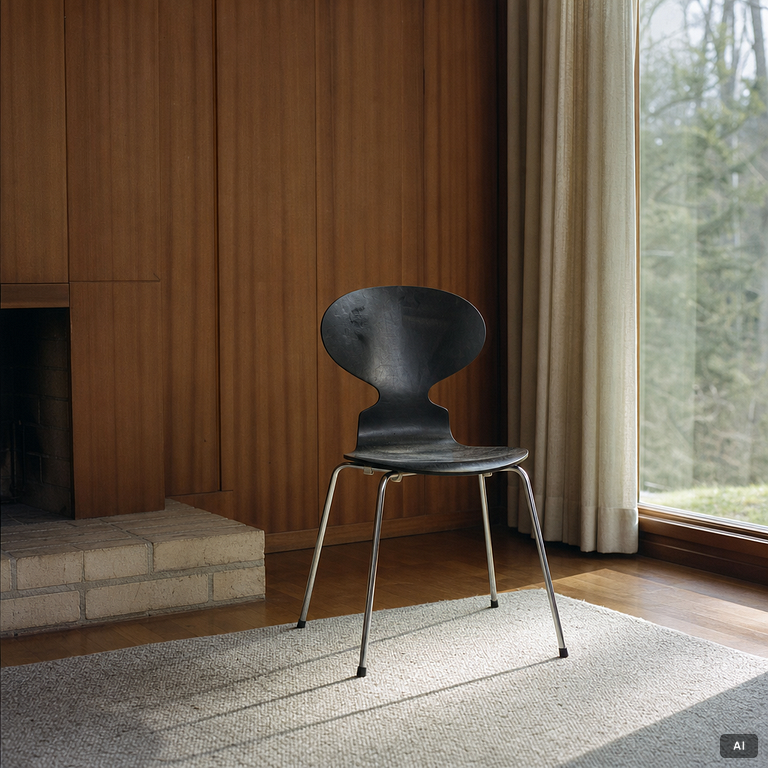 Arne Jacobsen, four 'Ant' chairs, Fritz Hansen, Denmark, 1972-79.