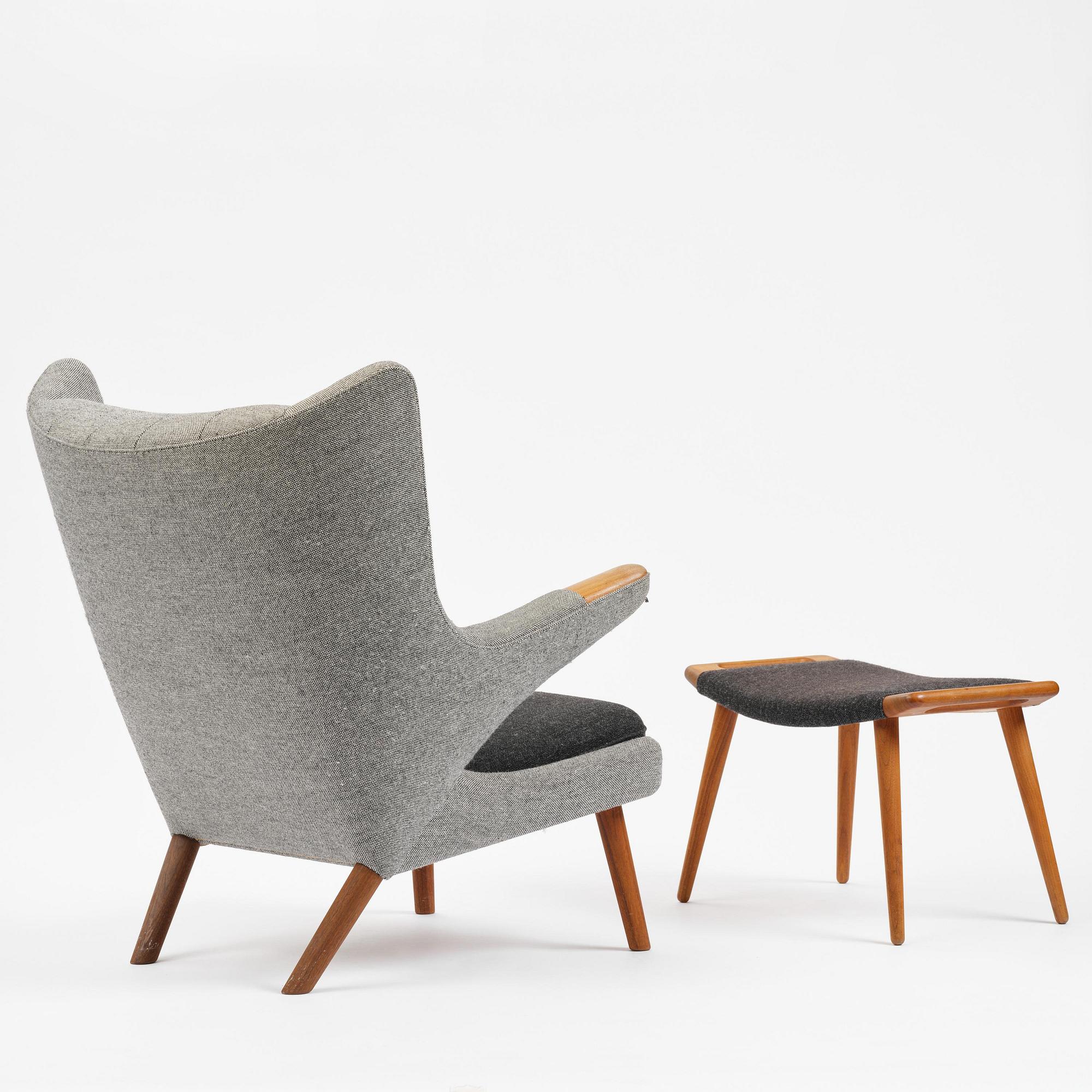 Hans J. Wegner, a "Bamse" (Papa Bear) armchair with ottoman, PP Møbler, Denmark.