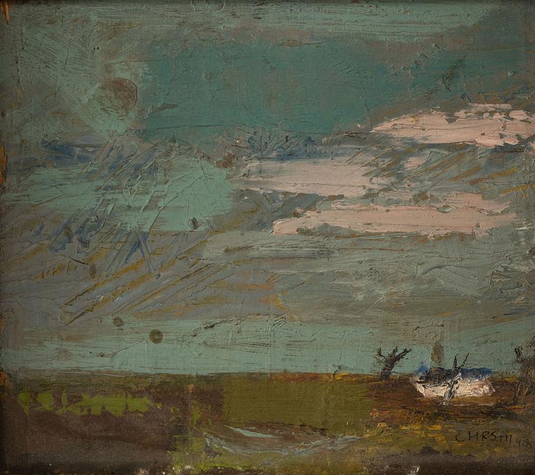 Christer Strömholm, oil on panel, signed and dated 43 verso.