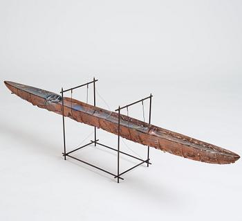 Bertil Vallien, a unique sant casted glass sculpture of a boat, Kosta Boda, Sweden, probably 1980s.