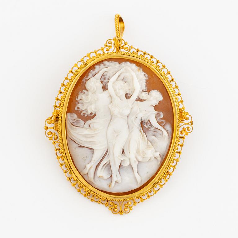 Hänge/brosch 14K guld med en camé.