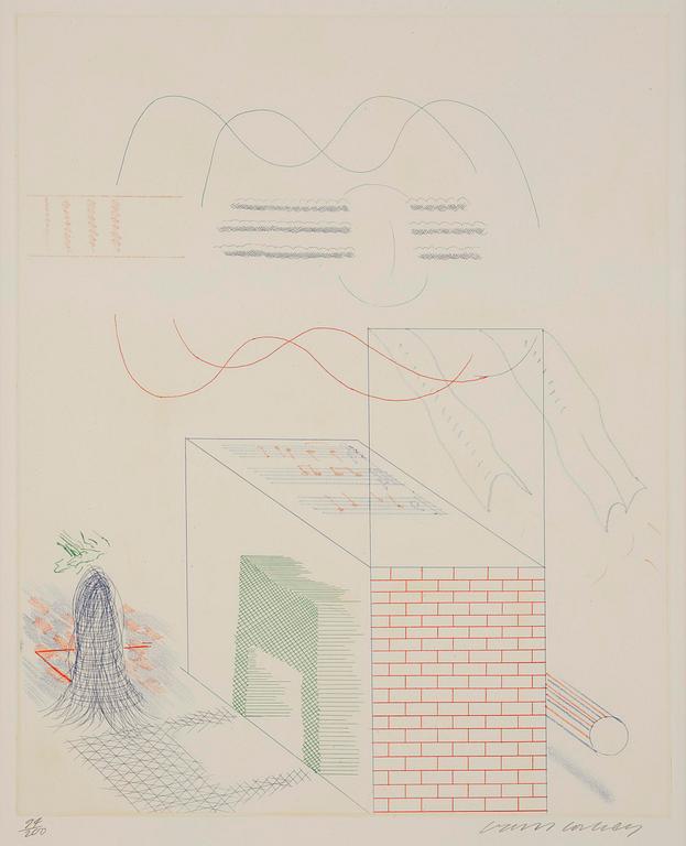 David Hockney, “The Buzzing of the Blue Guitar”, from: The Blue Guitar.