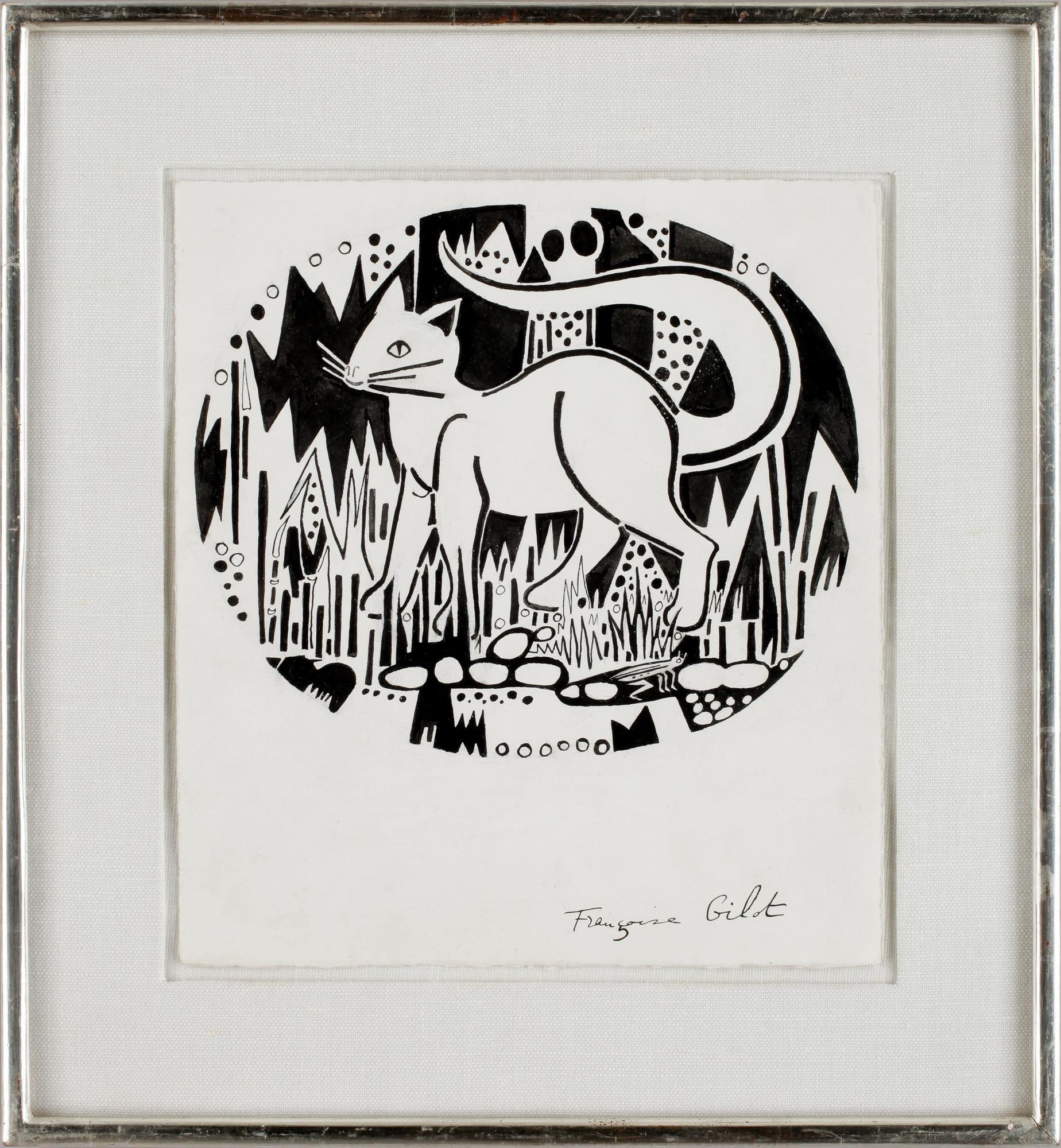 FRANCOISE GILOT, tusch, sign, 1900-talets andra hälft.