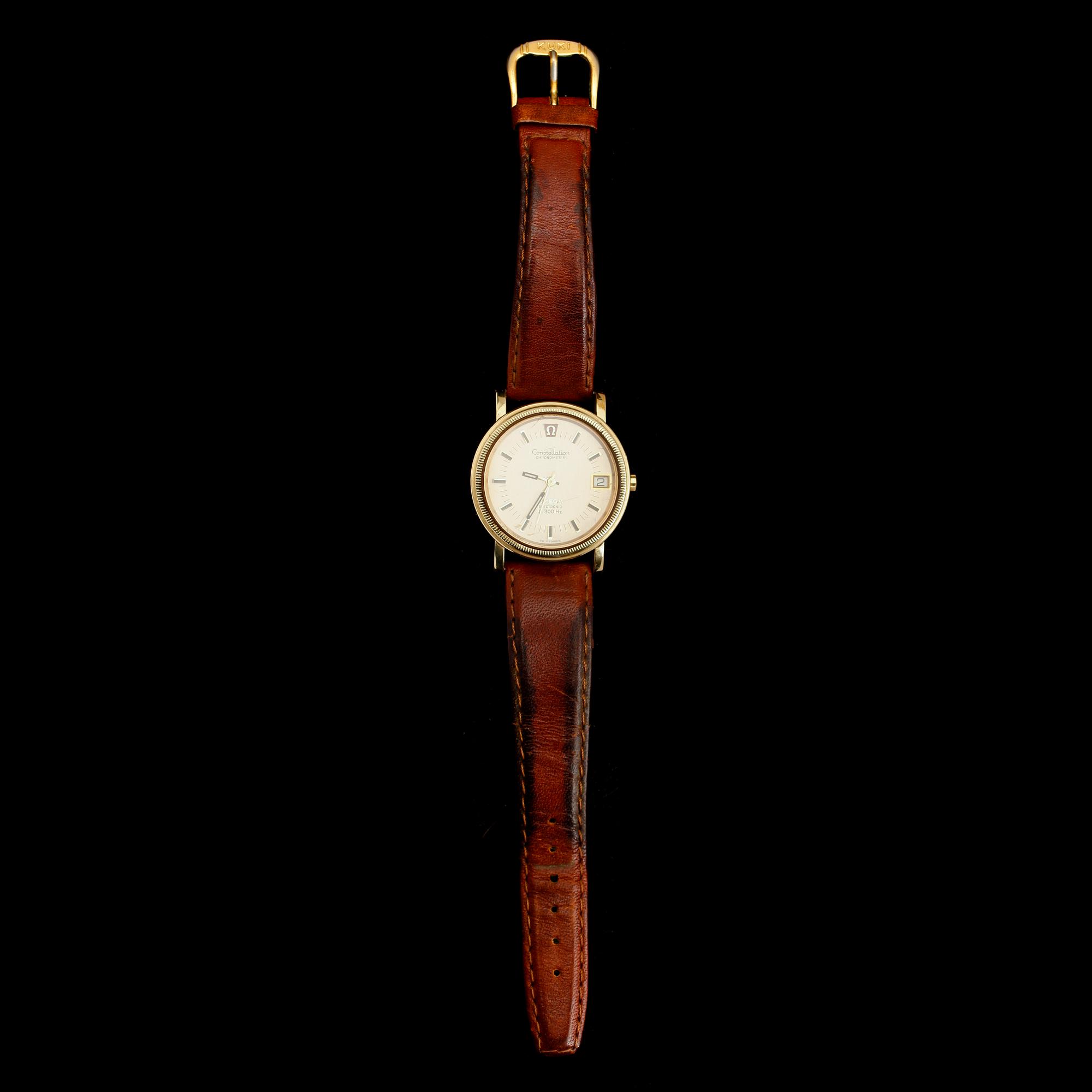 ARMBANDSUR, guld på stål, Omega Constellation.
