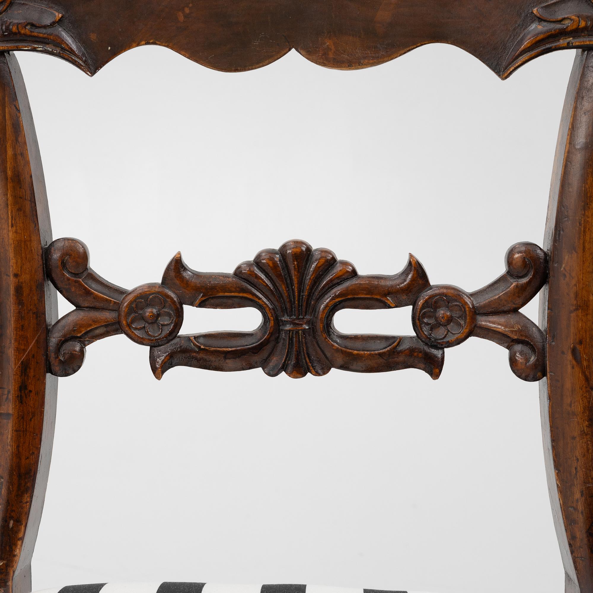 Chairs, 8 pcs, late Empire, mid-19th century.