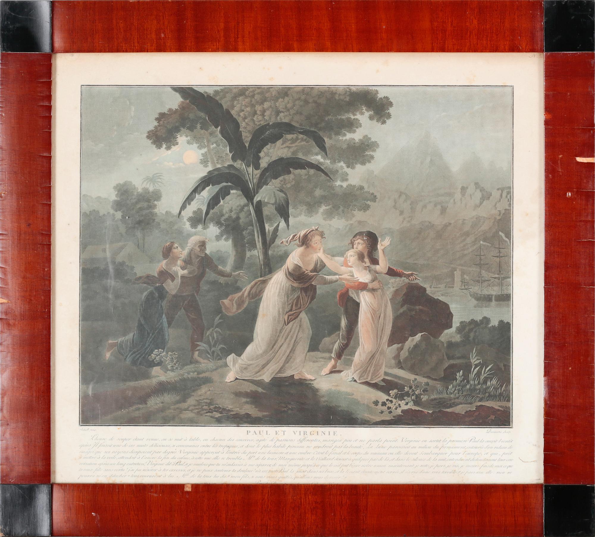 Six etchings in color by Charles-Melchior Descourtis after Jean-Frederic Schall, 18th or 19th century.