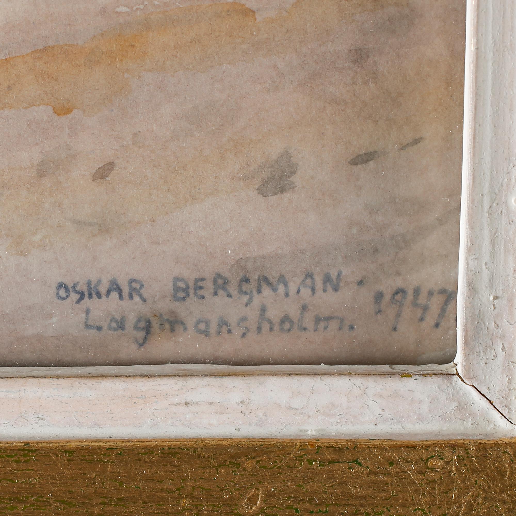 OSKAR BERGMAN, watercolour, signed Oskar Bergman and dated Lagmansholm 1947.