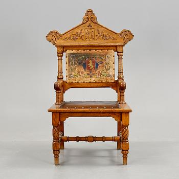KARMSTOL, nyrenässans. Ek, 1800-talets slut.