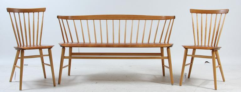 SOFFA, samt STOLAR, ett par, "Florett"-serien, Bröderna Wigells Stolfabrik AB, Malmbäck, 1950/1960-tal.