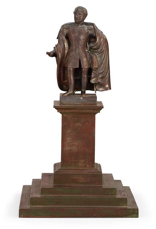 A Swedish middle 19th century iron cast figure  representing King Karl XIV Johan.