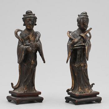 FIGURINER, 2 st, brons, Kina, 1900-tal.