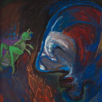 CO Hultén, gouache på pannå, signerad och utförd 1940.