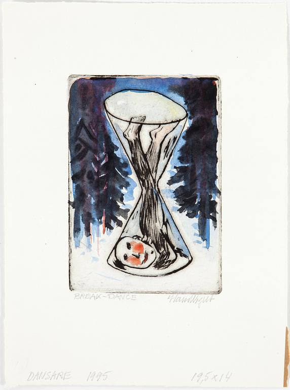 HANS WIGERT, Watercolour on drypoint etching signed Hans Wigert and dated 1995.