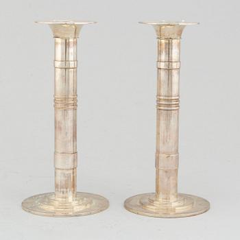 SIGVARD BERNADOTTE, a pair of silver candlesticks from Jörgen Jensen and Nordiska Kompaniet, Stockholm, 1932.