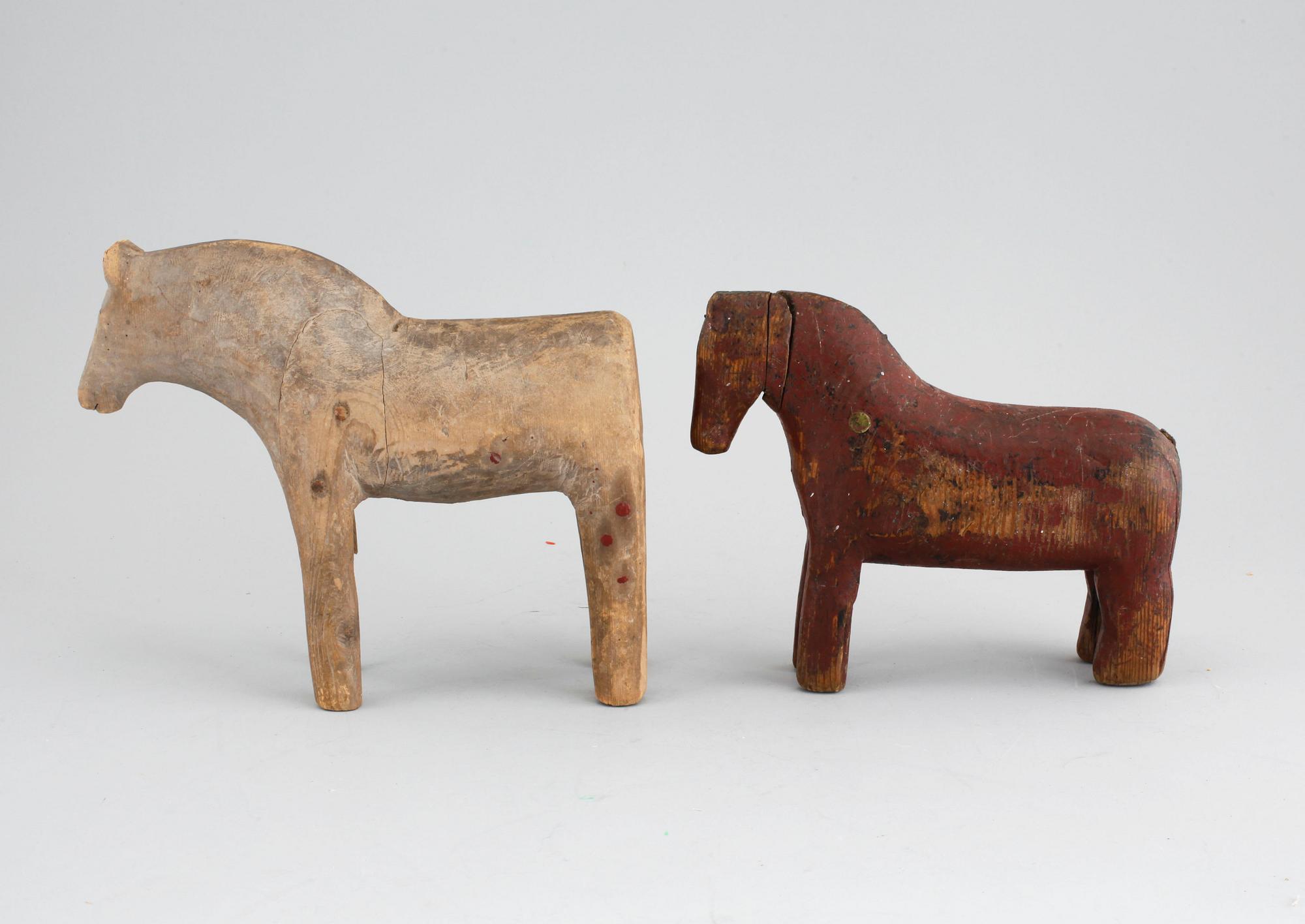 Two wooden horses, 19th century.