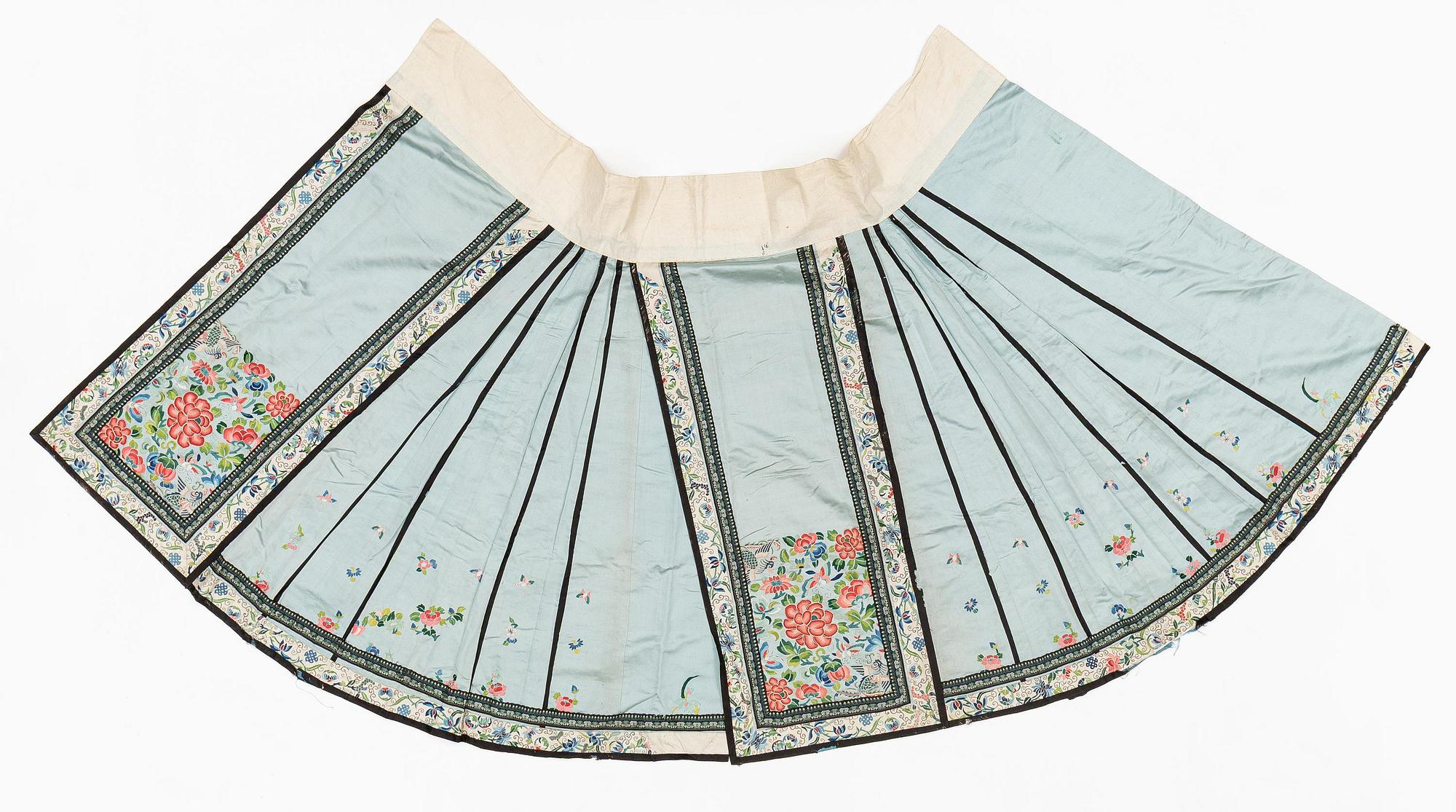 Kjol, broderat siden. Qingdynastin, 1800-tal.