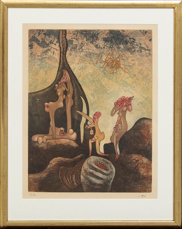 Roberto Matta, coloured etching, signed and numbered 37/100.